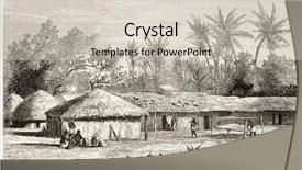  Presentation with village - Presentation theme having african artwork - kaouele village old view tanzania background and a soft green colored foreground