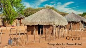  Presentation with african tribes - PPT layouts consisting of african-huts-in-a-village background and a coral colored foreground