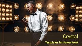  Presentation with jazz - Amazing slides having african-jazz-performer-singing backdrop and a tawny brown colored foreground