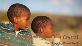  Presentation with kids playing - Amazing presentation design having african kids in the yard of the village in botswana rural area playing in the yard blue sky background backdrop and a gold colored foreground