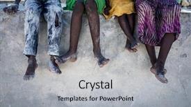  Presentation with feet - Colorful slide set enhanced with african kids sitting on wall backdrop and a light gray colored foreground