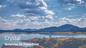  Presentation with dam - PPT theme featuring african landscape at gaborone dam in botswana background and a teal colored foreground