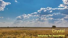  Presentation with savannah - Colorful presentation theme enhanced with african-landscape-savannah-with-dry backdrop and a tawny brown colored foreground