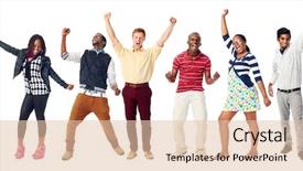  Presentation with diversity - Cool new PPT theme with people group isolated on white backdrop and a lemonade colored foreground