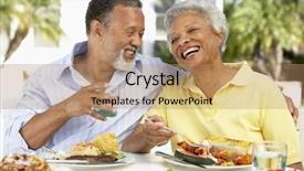  Presentation with eating - Cool new PPT theme with couple eating an al fresco meal backdrop and a coral colored foreground