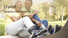  Presentation with older couple - Theme enhanced with older african american seniors - senior couple putting background and a lemonade colored foreground