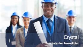  Presentation with 3d printing print concept metallic - Amazing presentation theme having african male architect holding blue backdrop and a ocean colored foreground