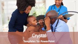  Presentation with doctor african - Beautiful PPT theme featuring african male doctor examining little backdrop and a red colored foreground