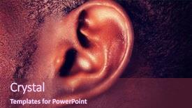  Presentation with ear medical - Colorful presentation theme enhanced with african male ear hearing concept backdrop and a violet colored foreground