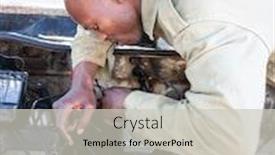  Presentation with old car - Presentation theme having african man bleeding the brakes and fixing an old car in the yard of his home botswana background and a light gray colored foreground