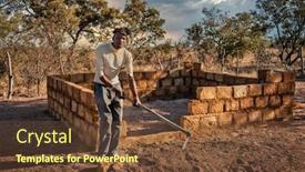  Presentation with house building - Slide set with african-man-building-a-house background and a tawny brown colored foreground