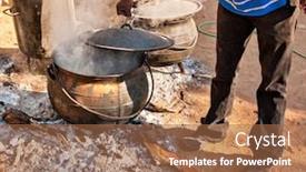  Presentation with cooking - PPT layouts with african-man-cooking-in-few background and a coral colored foreground