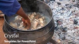  Presentation with cooking - Colorful PPT layouts enhanced with african-man-cooking-tripe backdrop and a tawny brown colored foreground