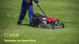  Presentation with grass - PPT layouts consisting of african-man-cutting-grass background and a tawny brown colored foreground