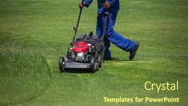  Presentation with grass - PPT layouts enhanced with african-man-cutting-grass background and a tawny brown colored foreground
