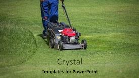  Presentation with grass - Slide set enhanced with african-man-cutting-grass background and a seafoam green colored foreground