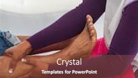  Presentation with foot massage - Colorful presentation theme enhanced with african-man-getting-a-foot backdrop and a tawny brown colored foreground