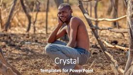  Presentation with village - Cool new presentation with african-man-in-a-village backdrop and a tawny brown colored foreground