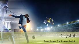  Presentation with virtual - Presentation theme consisting of african-man-in-virtual-helmet background and a yellow colored foreground