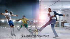  Presentation with virtual - Amazing slide deck having african-man-in-virtual-helmet backdrop and a light blue colored foreground