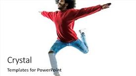  Presentation with silhouette of man worship - Beautiful presentation theme featuring african man jumping happy silhouette backdrop and a  colored foreground