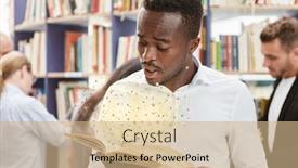  Presentation with african - Slide set with african-man-looks-in-wonder background and a coral colored foreground