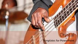  Presentation with electric guitar - Slides consisting of african man playing electric guitar at a concert background and a coral colored foreground
