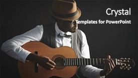  Presentation with african music - Slide deck consisting of african man playing guitar isolated background and a dark gray colored foreground