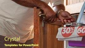  Presentation with man door - Beautiful presentation design featuring african-man-repairing-the-handle backdrop and a tawny brown colored foreground