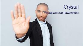  Presentation with stop bullying signs - Slide deck with african man showing stop sign background and a sky blue colored foreground