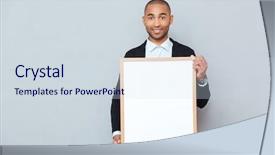  Presentation with cheerful - Cool new theme with african man standing and holding backdrop and a sky blue colored foreground
