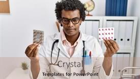  Presentation with doctor african - Presentation theme consisting of african-man-wearing-doctor-uniform background and a  colored foreground