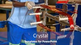  Presentation with electric motor - PPT theme having african-man-winding-copper background and a ocean colored foreground