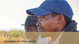  Presentation with hat - Presentation theme having african-man-with-a-hat background and a coral colored foreground