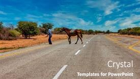  Presentation with highway - Theme featuring african-man-with-a-horse background and a gray colored foreground