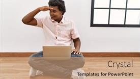  Presentation with curly hair - PPT theme with african-man-with-curly-hair background and a coral colored foreground