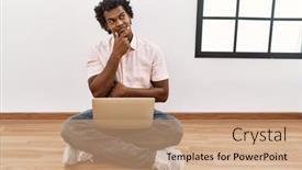  Presentation with curly hair - Slide deck enhanced with african-man-with-curly-hair background and a coral colored foreground