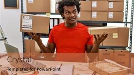  Presentation with curly hair - Presentation design with african-man-with-curly-hair background and a coral colored foreground