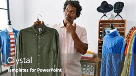  Presentation with retail - Presentation featuring african-man-with-curly-hair background and a dark gray colored foreground