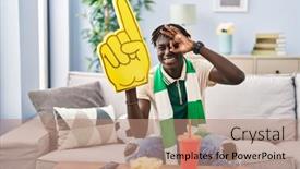  Presentation with hooligan - Presentation theme enhanced with african-man-with-dreadlocks-football background and a coral colored foreground