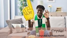  Presentation with hooligan - Slides with african-man-with-dreadlocks-football background and a coral colored foreground