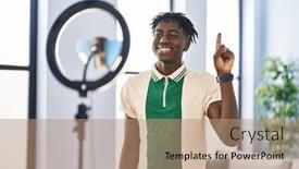  Presentation with recording - Theme having african-man-with-dreadlocks-recording background and a coral colored foreground