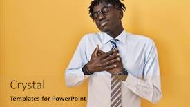  Presentation with chest - Slide deck enhanced with african-man-with-dreadlocks-standing background and a yellow colored foreground