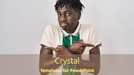  Presentation with direction - Presentation design enhanced with african-man-with-dreadlocks-standing background and a coral colored foreground