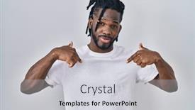  Presentation with happy sad face man - PPT theme featuring african-man-with-dreadlocks-wearing background and a light gray colored foreground