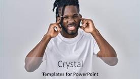  Presentation with deaf - PPT layouts featuring african-man-with-dreadlocks-wearing background and a light gray colored foreground