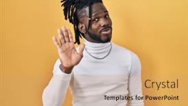  Presentation with saying - Slides consisting of african-man-with-dreadlocks-wearing background and a coral colored foreground