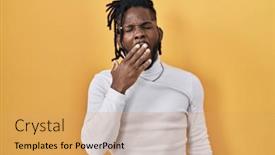  Presentation with sleepiness - Presentation consisting of african-man-with-dreadlocks-wearing background and a yellow colored foreground