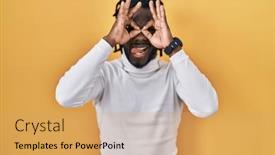  Presentation with tongue - PPT layouts featuring african-man-with-dreadlocks-wearing background and a coral colored foreground