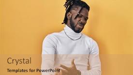  Presentation with reaction time - Slides featuring african-man-with-dreadlocks-wearing background and a coral colored foreground